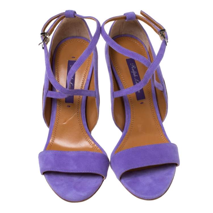 Pre Owned Ralph Lauren Lavender Suede Blana  Ankle Strap Sandals Size 36