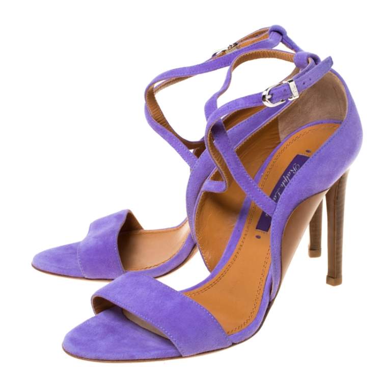 Pre Owned Ralph Lauren Lavender Suede Blana  Ankle Strap Sandals Size 36