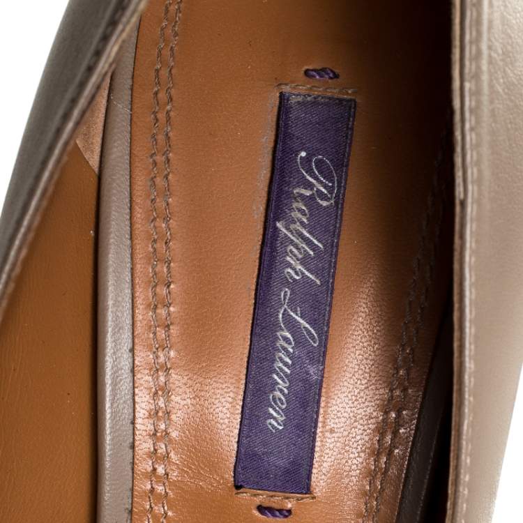 Pre Owned Ralph Lauren Beige Leather Pointed Toe Pumps Size 40