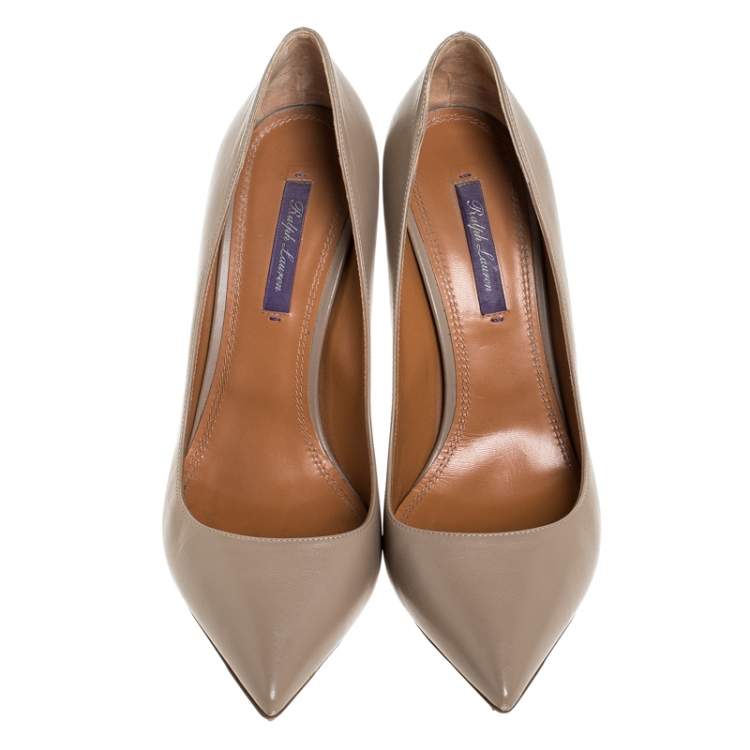 Pre Owned Ralph Lauren Beige Leather Pointed Toe Pumps Size 40