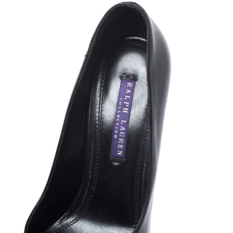 Pre Owned Ralph Lauren Black Leather Platform Pumps Size 36