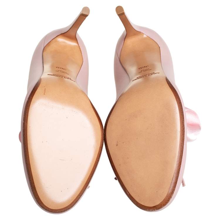 Pre Owned Ralph Lauren Pink Leather Ankle Wrap Pumps Size 36