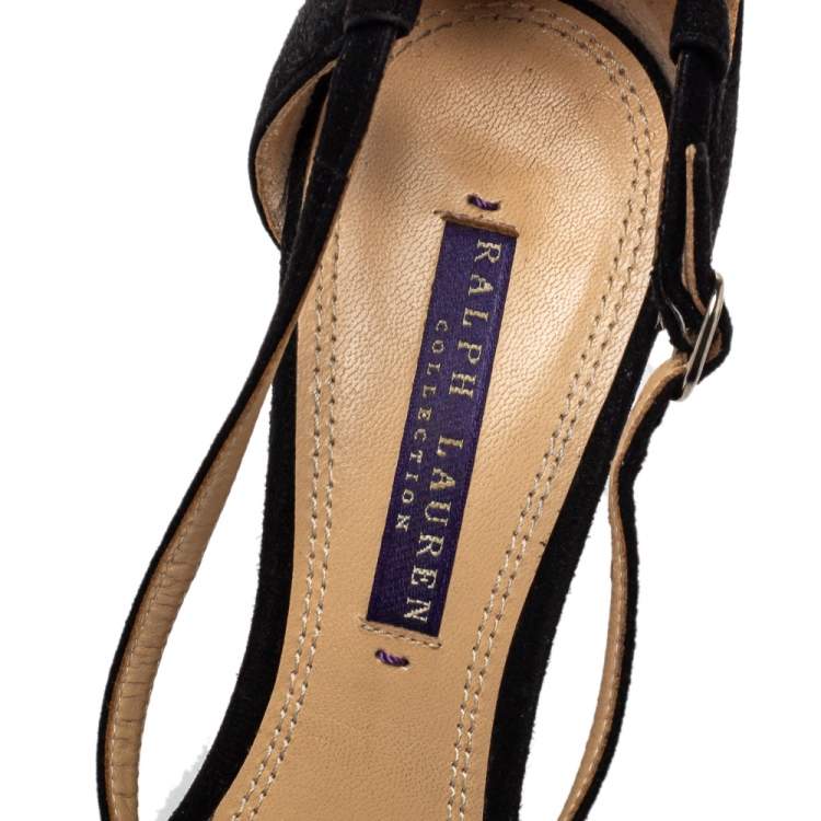 Pre Owned Ralph Lauren Black Suede Sandals Size 37