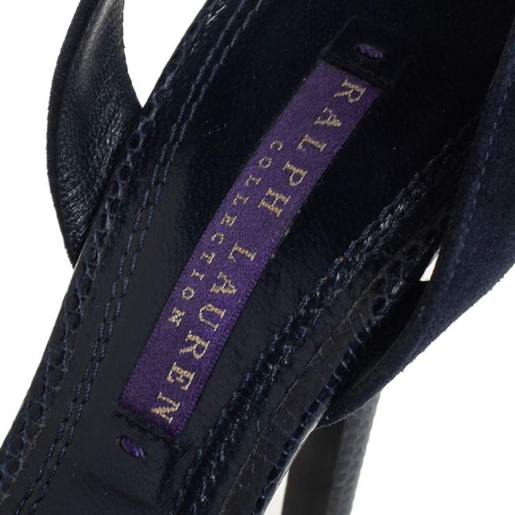 Pre Owned Ralph Lauren Blue Leather Ankle Strap Sandals Size 37