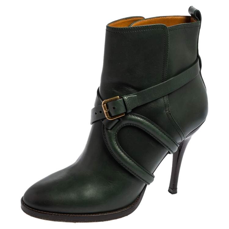 Ralph Lauren Green Leather Cross Strap Ankle Boots Size 39 Ralph Lauren |  TLC