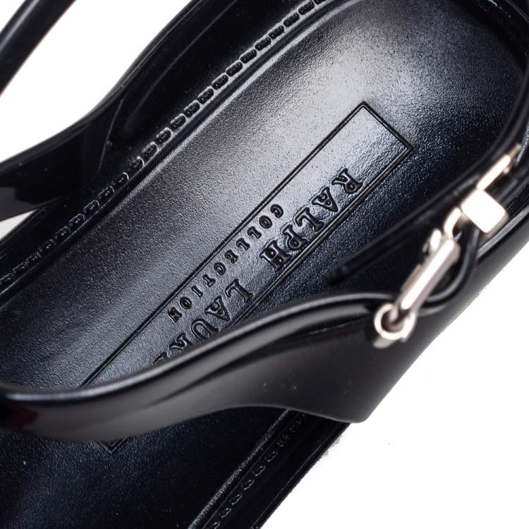 Pre Owned Ralph Lauren Black Jelly Karly Ankle-Strap Flat Sandals Size 38