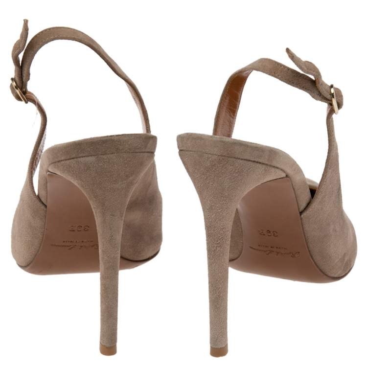 Pre Owned Ralph Lauren Beige Suede  Pointed Toe Slingback Sandals Size 39
