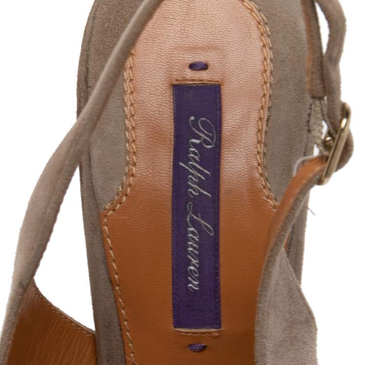 Pre Owned Ralph Lauren Beige Suede  Pointed Toe Slingback Sandals Size 39
