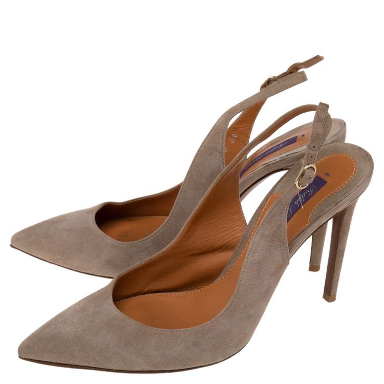 Pre Owned Ralph Lauren Beige Suede  Pointed Toe Slingback Sandals Size 39