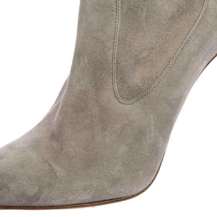 Pre Owned Ralph Lauren Grey Suede Over The Knee Boots Size 37