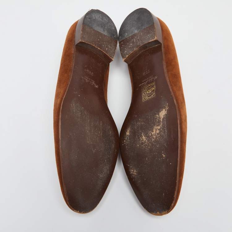 Pre Owned Ralph Lauren Brown Suede Slip On  Smoking Slippers Size 39
