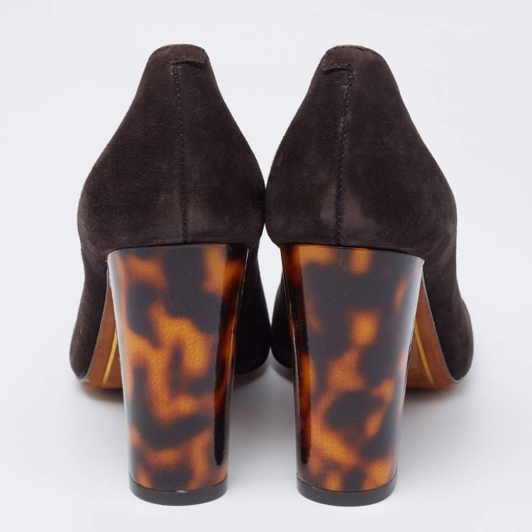 Pre Owned Ralph Lauren Dark Brown Suede Pumps Size 35.5