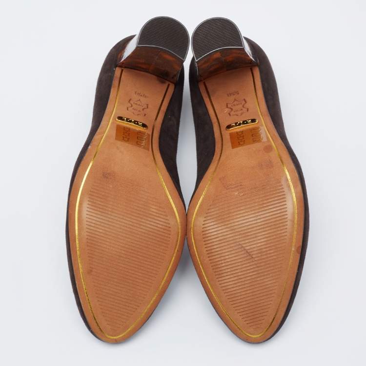 Pre Owned Ralph Lauren Dark Brown Suede Pumps Size 35.5