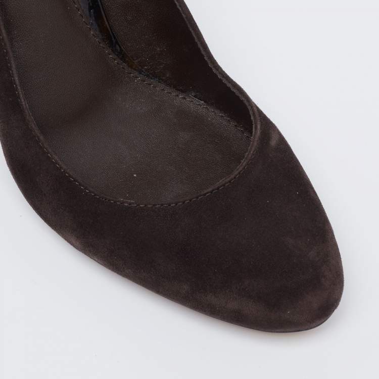 Pre Owned Ralph Lauren Dark Brown Suede Pumps Size 35.5