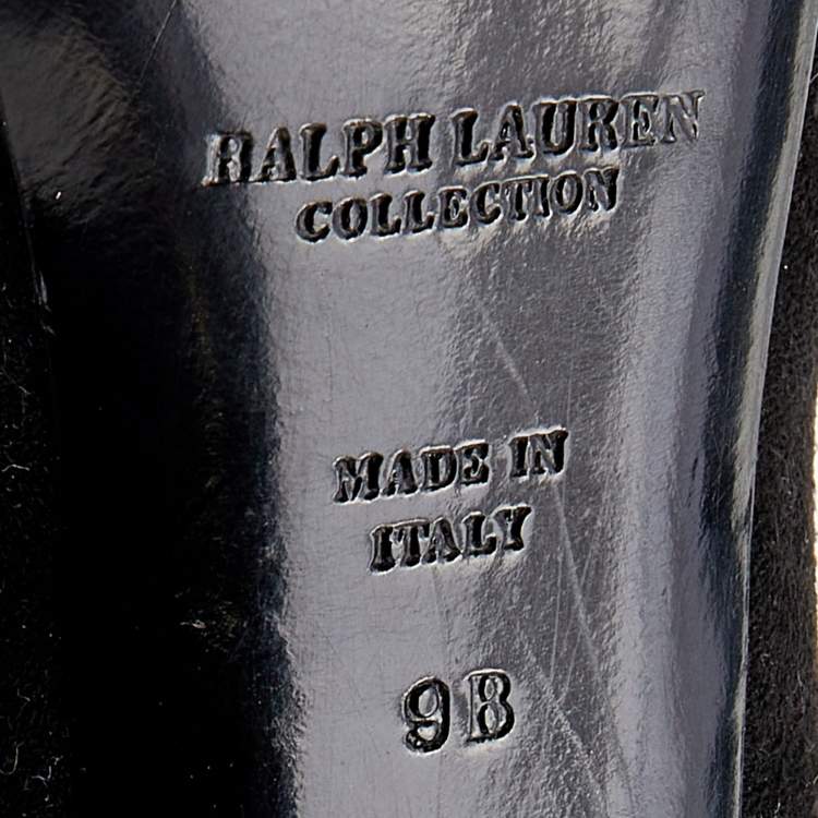 Pre Owned Ralph Lauren Black Suede Platform Ankle Length Boots Size 39