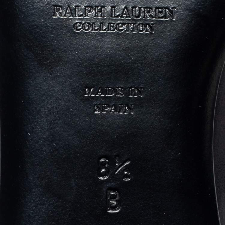 Pre Owned Ralph Lauren Black Leather Ballet Flats Size 38.5