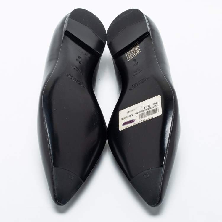 Pre Owned Ralph Lauren Black Leather Ballet Flats Size 38.5