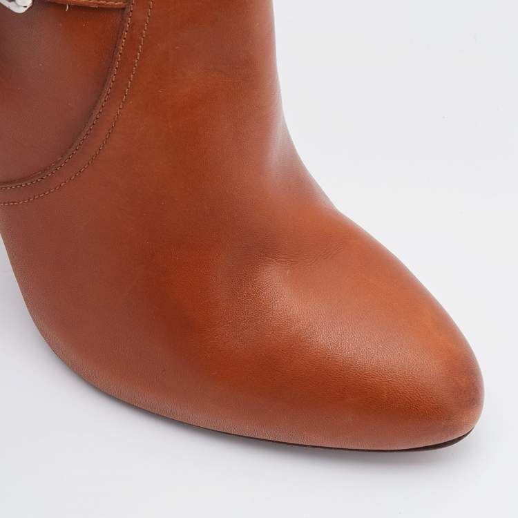 Pre Owned Ralph Lauren Tan Leather Knee Length Boot Size 38.5