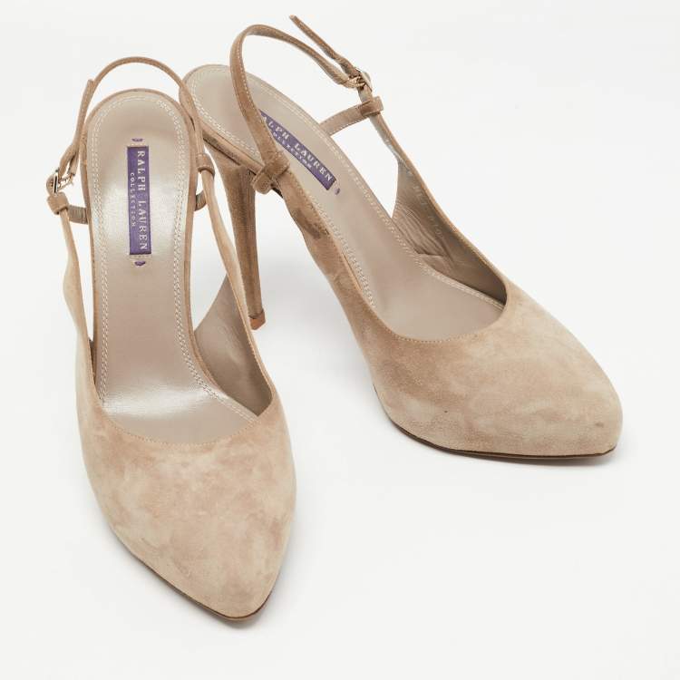 Pre Owned Ralph Lauren Grey Suede Slingback Pumps Size 40.5