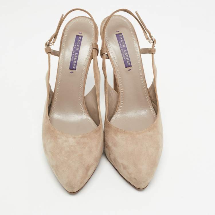 Pre Owned Ralph Lauren Grey Suede Slingback Pumps Size 40.5