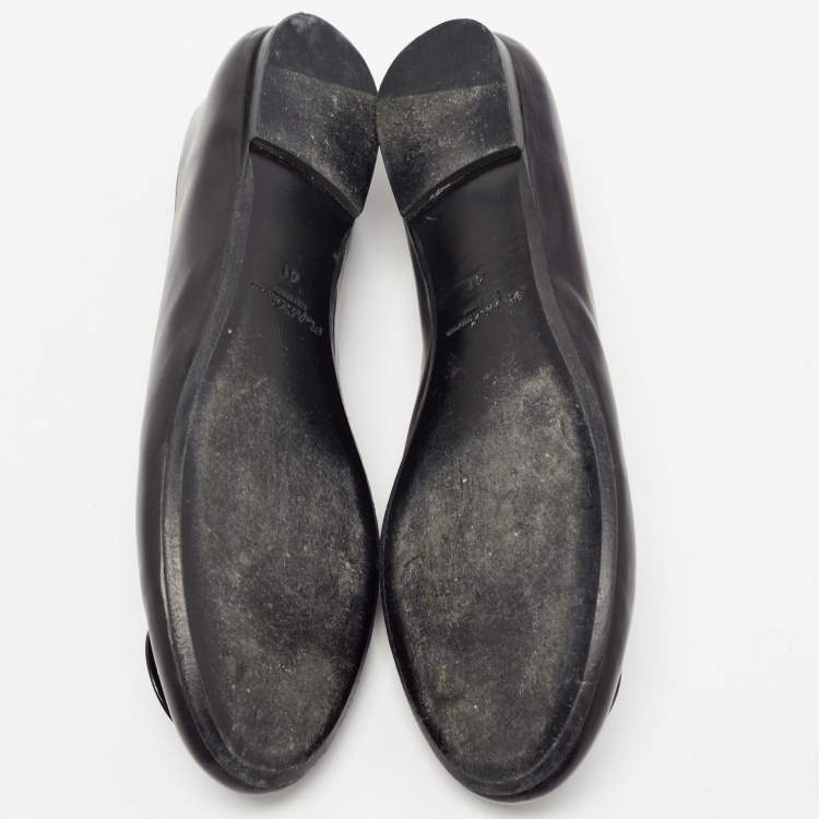 Pre Owned Ralph Lauren Black Leather Ballet Flats Size 41