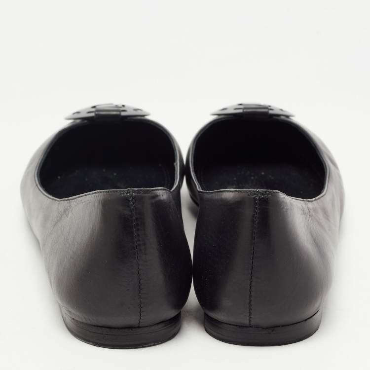 Pre Owned Ralph Lauren Black Leather Ballet Flats Size 41
