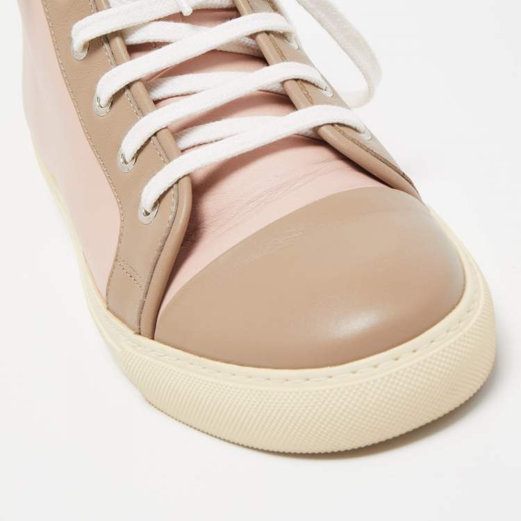 Pre Owned Ralph Lauren Pink/Brown Leather High Top Sneakers Size 40
