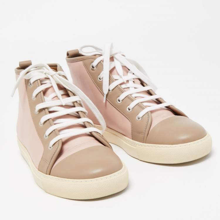 Pre Owned Ralph Lauren Pink/Brown Leather High Top Sneakers Size 40