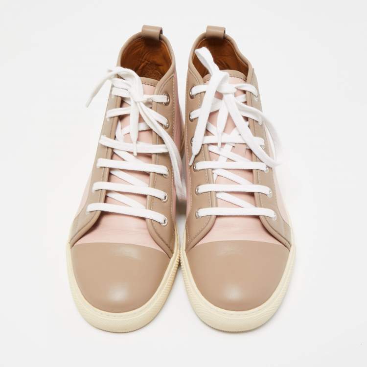 Pre Owned Ralph Lauren Pink/Brown Leather High Top Sneakers Size 40