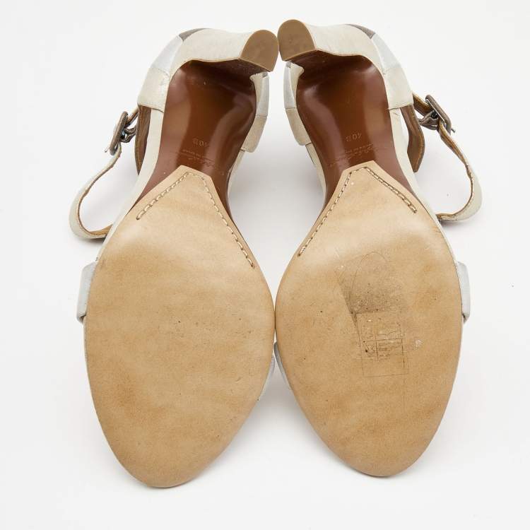 Pre Owned Ralph Lauren Tricolor Nubuck Leather Ankle Strap Sandals Size 40