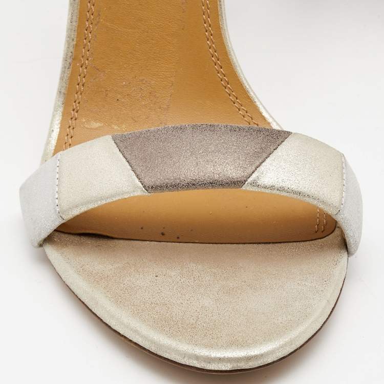 Pre Owned Ralph Lauren Tricolor Nubuck Leather Ankle Strap Sandals Size 40