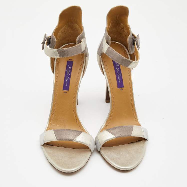 Pre Owned Ralph Lauren Tricolor Nubuck Leather Ankle Strap Sandals Size 40