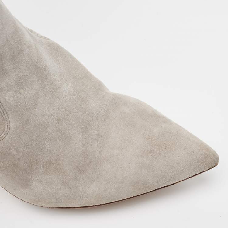 Pre Owned Ralph Lauren Grey Suede Knee Length Boots Size 37.5