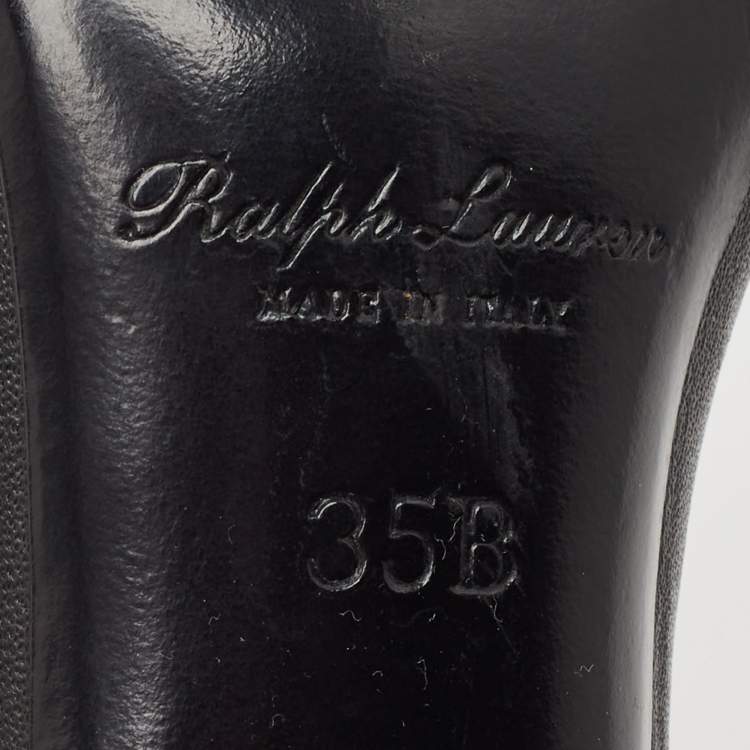 Pre Owned Ralph Lauren Black Leather Ankle Strap Sandals Size 35