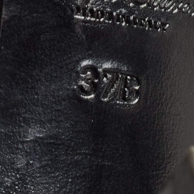 Pre Owned Ralph Lauren Black Leather Buckle Ankle Boots Size 37