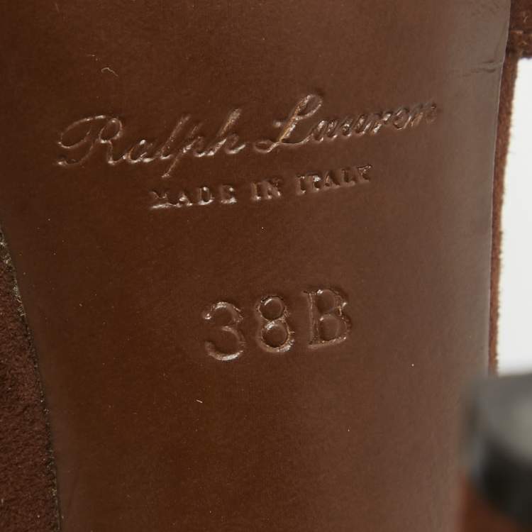 Pre Owned Ralph Lauren Tricolor Suede Cut Out Ankle Strap Sandals Size 38