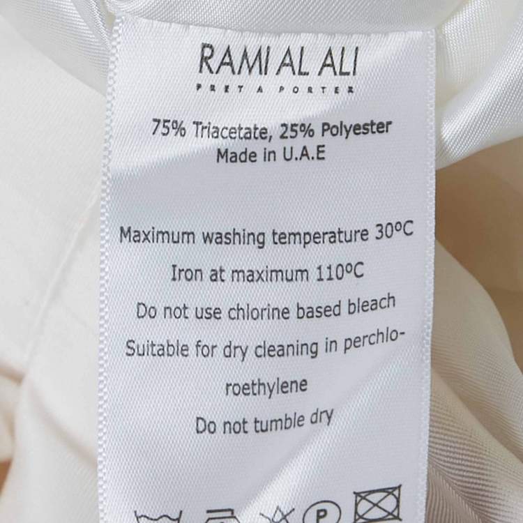 Pre Owned Rami al ali Cream Pleated Midi Skirt S