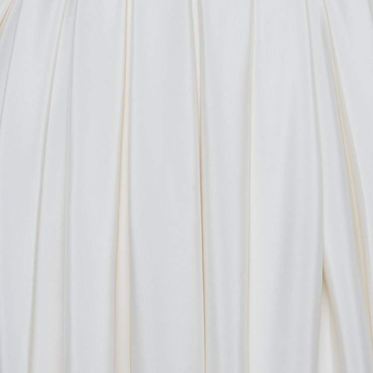 Pre Owned Rami al ali Cream Pleated Midi Skirt S