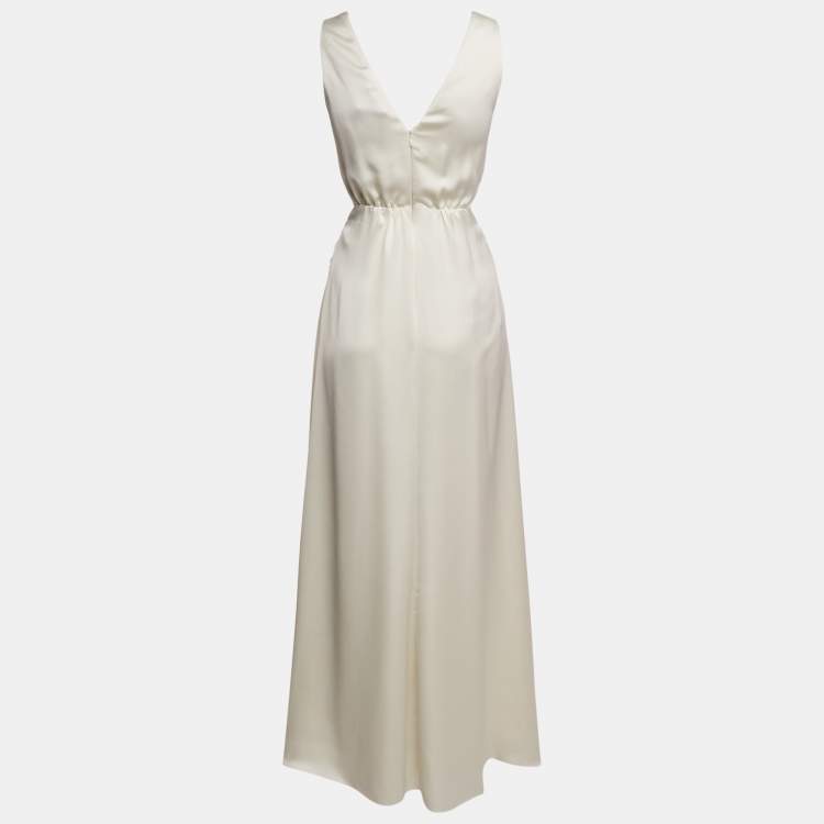 Pre Owned Ramy Brook Ivory White Satin Cut-Out Irene Dress XS