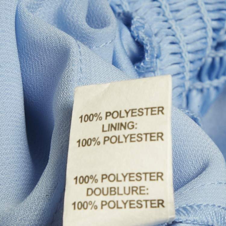 Pre Owned Ramy Brook Blue Satin Smocked V-Neck Jumpsuit XXS