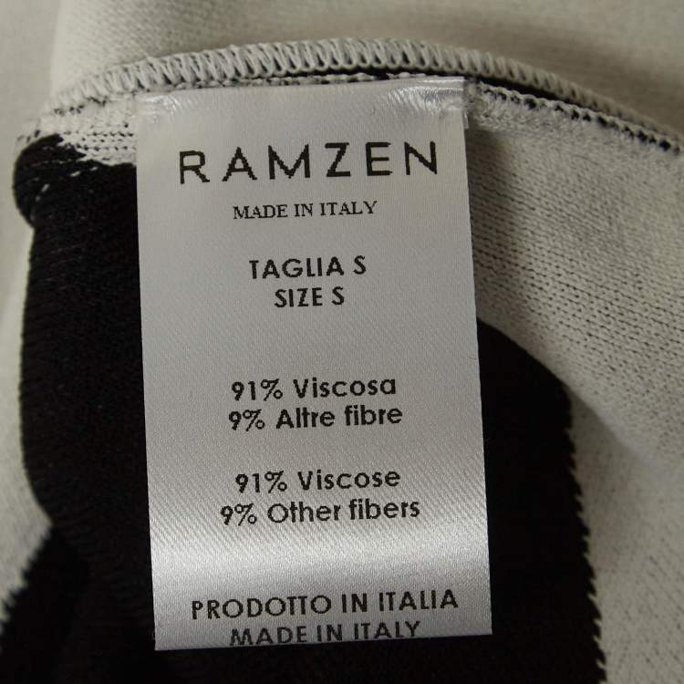 Pre Owned Ramzen Black/White Striped Knit Maxi Dress S