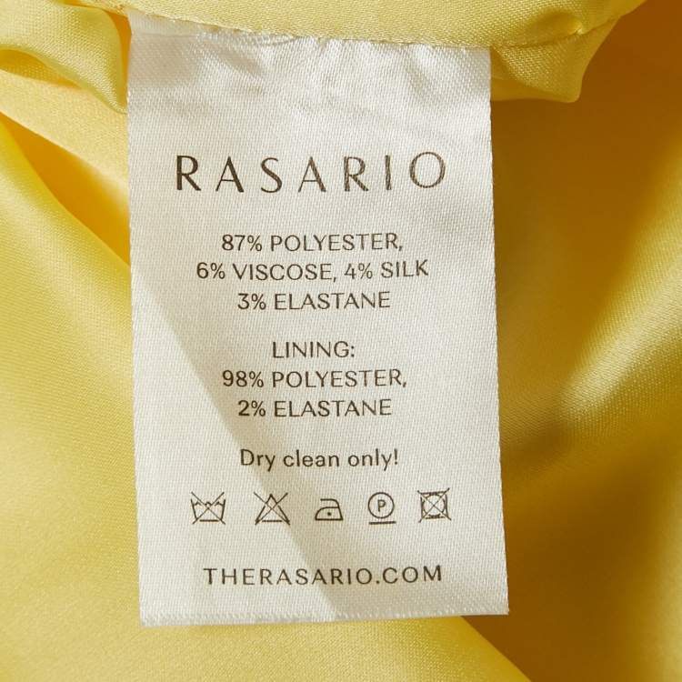 Pre Owned Rasario Yellow Velvet and Satin Cut-Out Maxi Dress XS