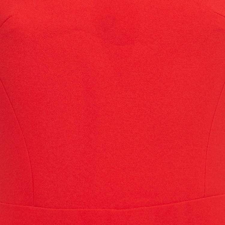 Pre Owned Rasario Red Crepe Fringed Midi Dress M