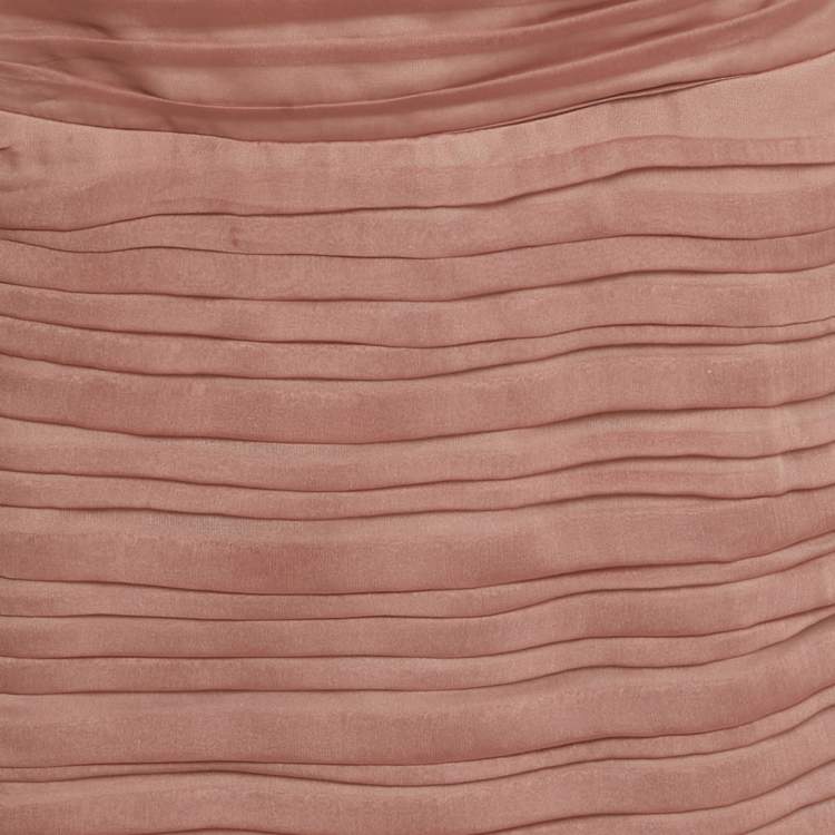 Pre Owned Rasario Rose Pink Chiffon Draped Long Midi Dress XS