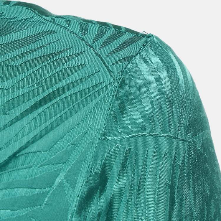 Pre Owned Rat & Bao Green Tropical Pattern Satin Mini Dress M