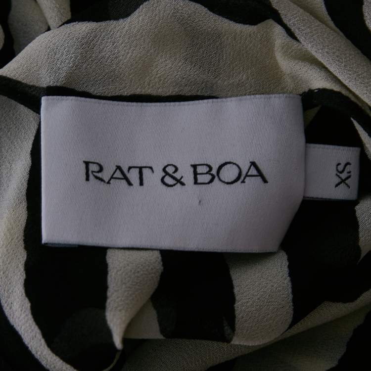 Pre Owned Rat & Bao White /Black Zebra Print Crepe Sheer Maxi Dess XS