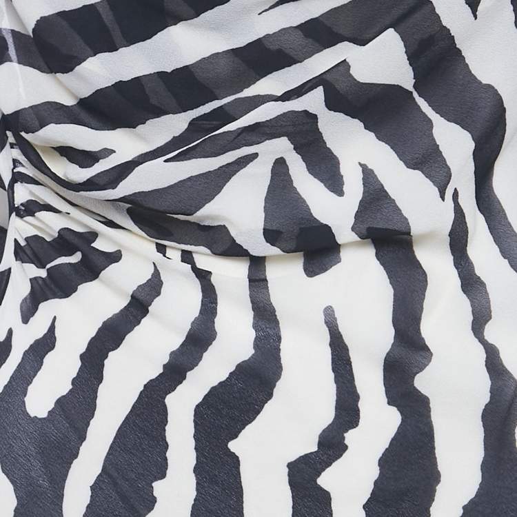 Pre Owned Rat & Bao White /Black Zebra Print Crepe Sheer Maxi Dess XS