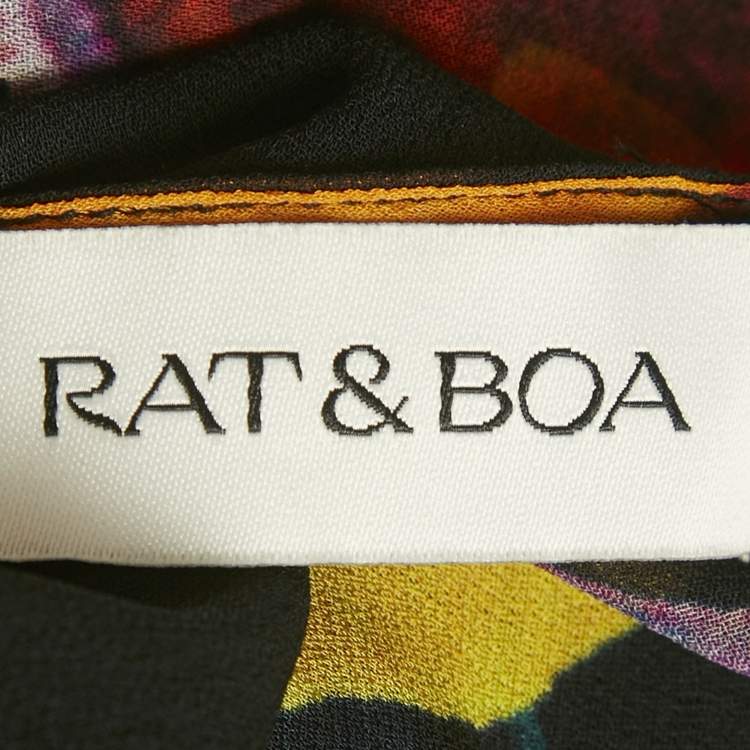 Pre Owned Rat & Bao Multicolor Printed Crepe Sheer Maxi Dress S  