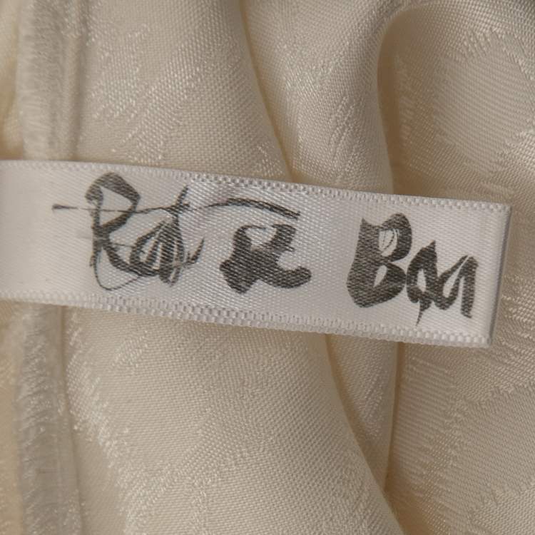 Pre Owned Rat & Bao Ivory Leopard Pattern Satin Kimono Jumpsuit S