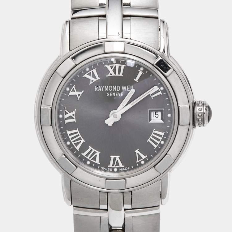 مملوكة مسبقًا Raymond Weil Grey Stainless Steel Parsifal 9441 Women's Wristwatch 27 mm
